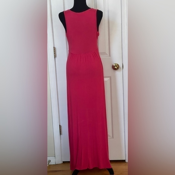 Loveappella Women's Red Rayon V-Neck 
Sleeveless Casual Long Maxi Dress Size PM - Picture 4 of 14